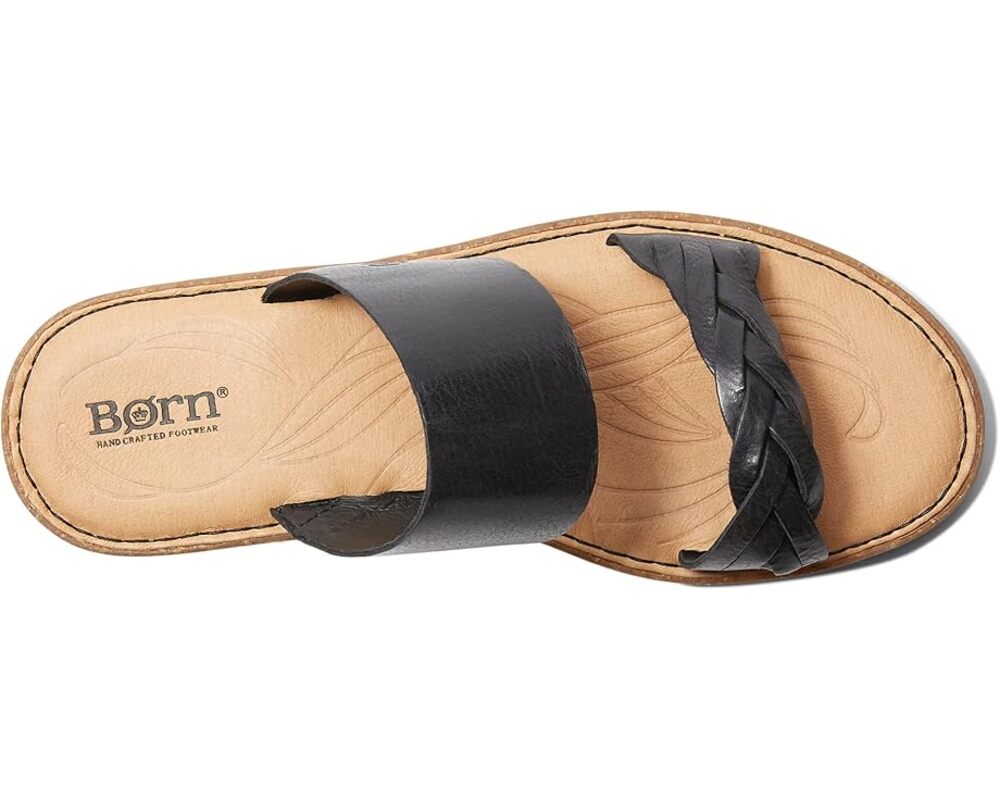Born Women's Morena Black Leather Braided Slide Sandal Slipper Size 8 NWOB
